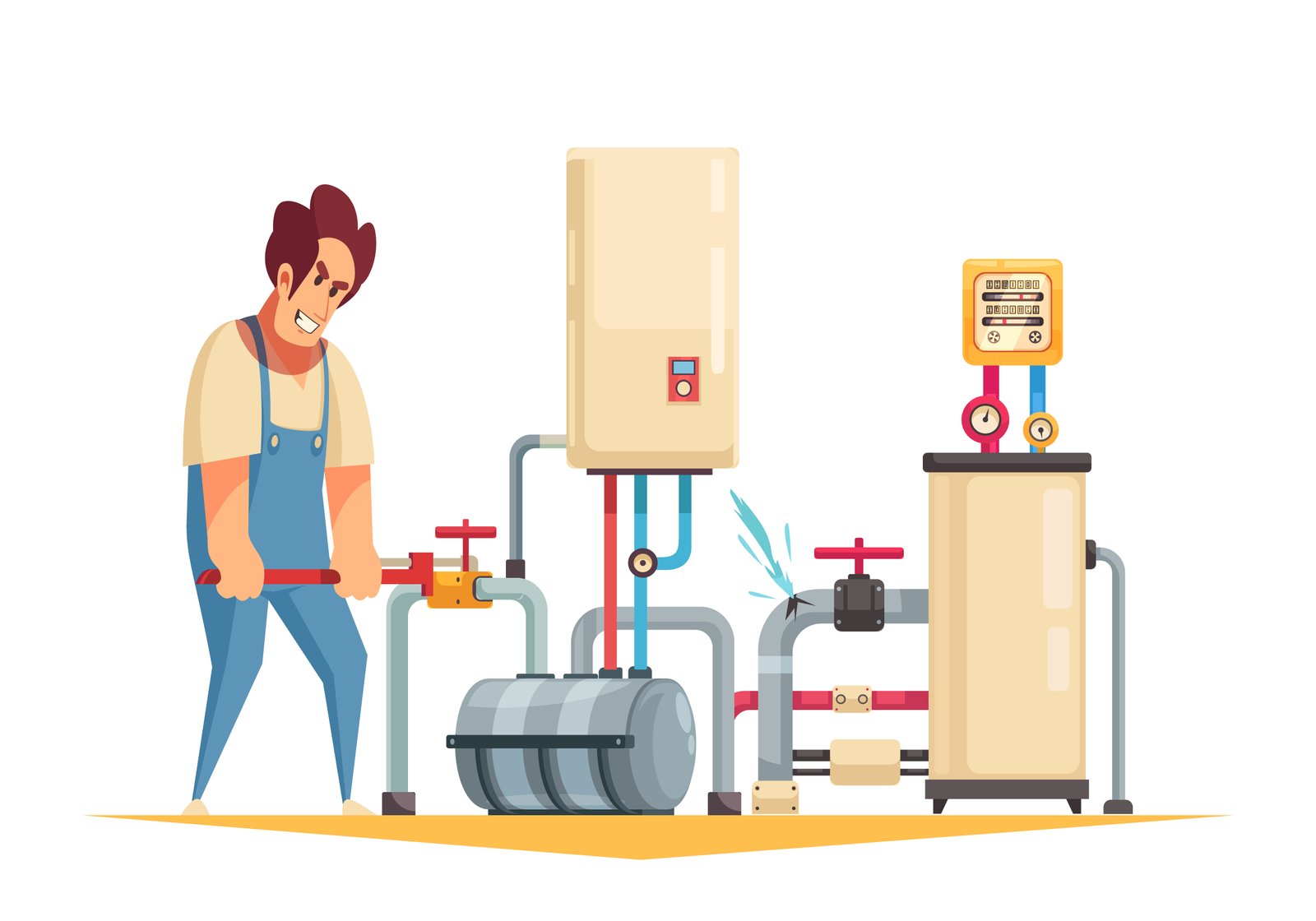 Plombier entrain de réparer un système de chauffage